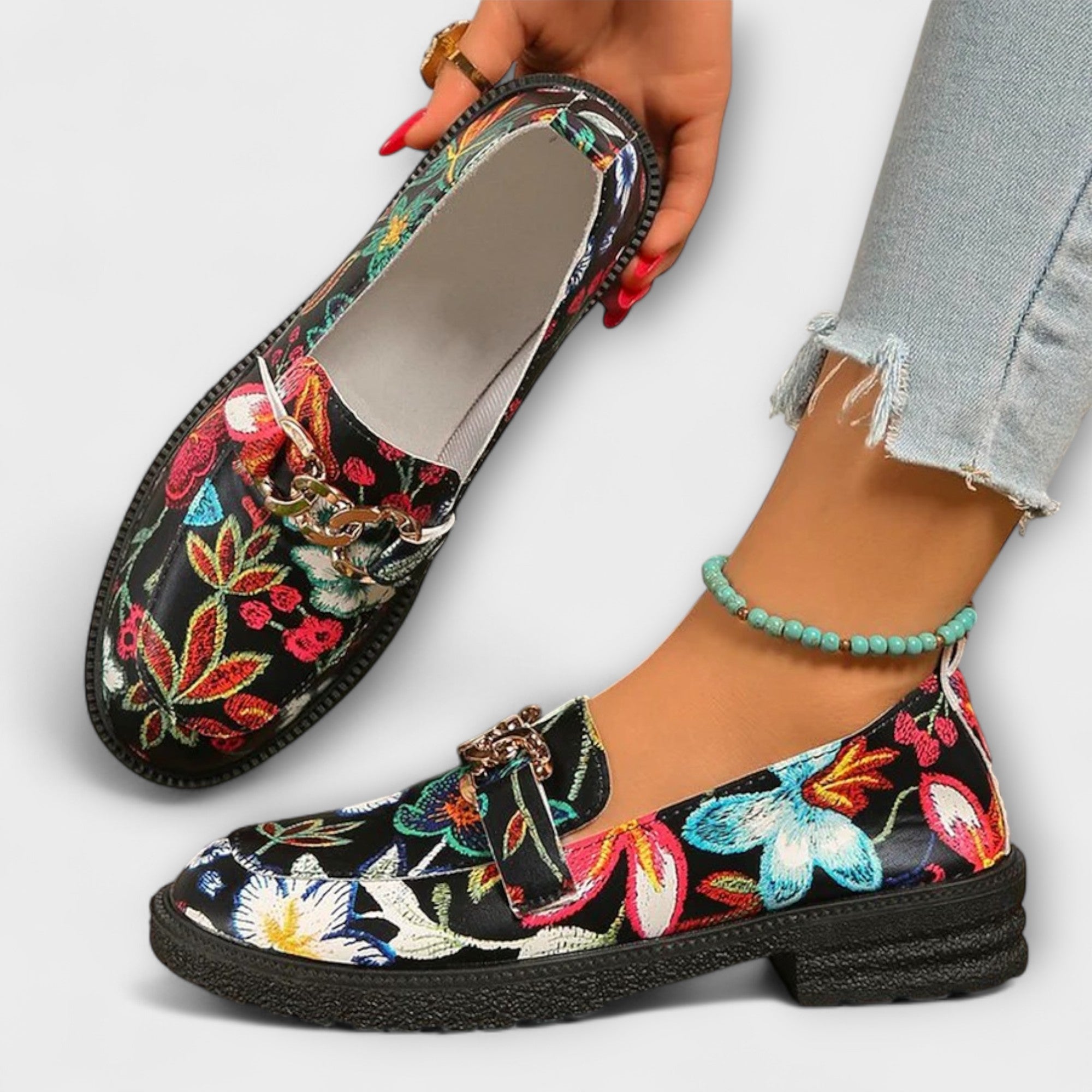 Orla – Multicolored Floral Pattern Moccasins