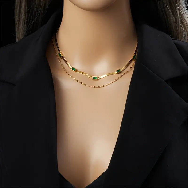 Collier Sorella Gem à double couche de style rétro | Or